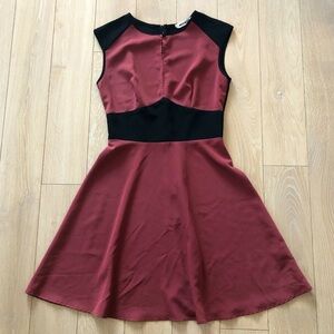 Vintage Mystic Colorblock Chiffon Mini Dress in Mauve Pink & Black Made in USA